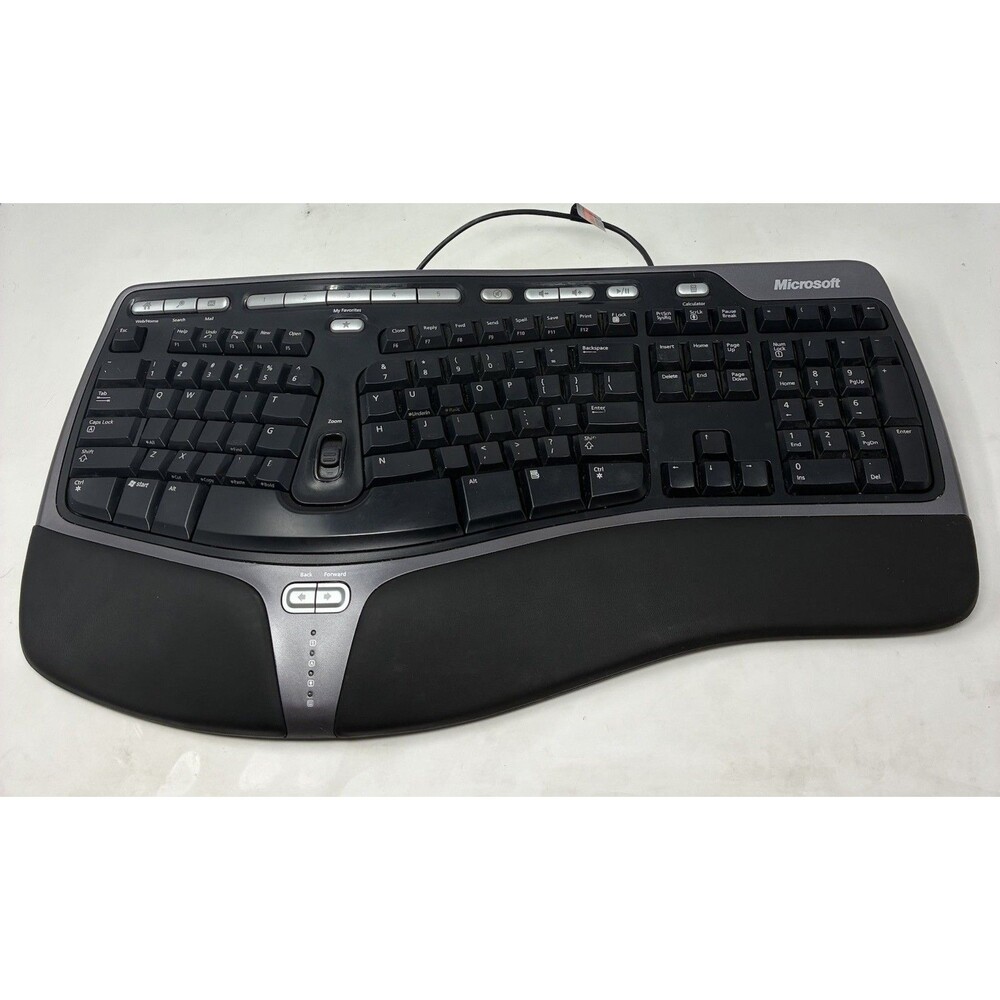 Microsoft Natural Ergonomic Curved Wired Keyboard - 4000 v1.0 Clean Wrist Rest